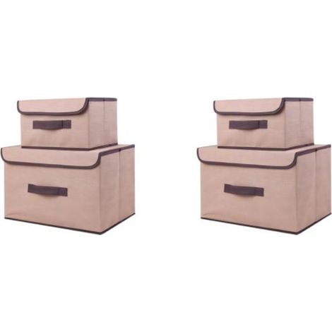Faltbare Aufbewahrungsboxen mit Deckel,4er-Pack,2 große und 2 kleine Aufbewahrungsboxen,Große Box: 38 x 25 x 25 cm,Kleine Box: 26 x 20 x 16 cm (1/5)