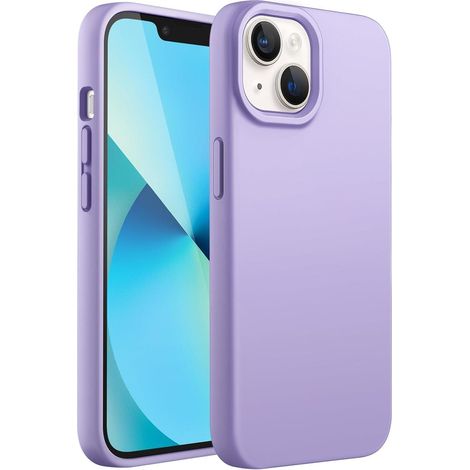 Hülle iPhone 13 6,1 Zoll Silikon Stoßfest Mikrofaser Helles Lila (1/5)