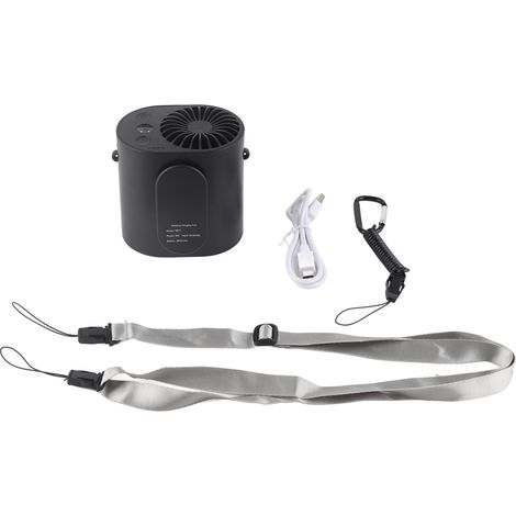 Portable Small Fan USB Mini Outdoor Sports Fitness Hanging Waist Cooling Tool with Electric LightBlack (1/5)