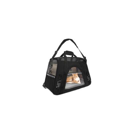 Hundetragetasche – Schwarzes Oxford-Gewebe – Größe 43 x 20 x 29 cm – Fassungsvermögen 24 l – Leichtgewicht 0,7 kg – Crezuo