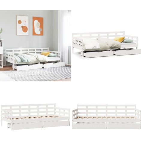 vidaXL Tagesbett mit Schubladen Weiß 80x200 cm Kiefernholz (1/5)