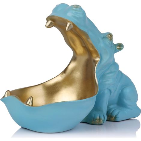 Plat à bonbons et bol à clés en forme d'hippopotame, Conteneur multifonctionnel pour articles divers, support à bijoux et porte, monnaie pour bureau et décoration de table d'entrée, cadeau hippopotame (1/5)