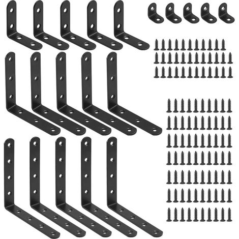 Lot de 130 Équerre d'angle, Acier inoxydable Noir, Vis M4 incluses, Pour chaise étagère meuble (1/5)