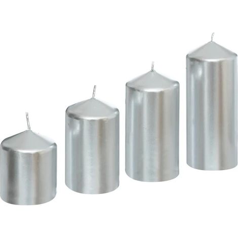 Lot de 4 bougies de l'Avent "Satin" 12cm Argent