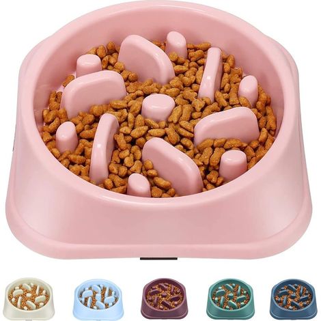 Gamelle distributeur de croquettes à vitesse lente pour petits chiens - gamelle anti-coliques antidérapante et ludique, dispositif anti-étouffement.