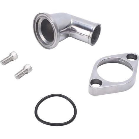 Boîtier de Thermostat à Col d'eau Pivotant à 90 Degrés, Boîtier de Thermostat en Aluminium Poli, Remplacement pour Chevy 265 283 305 327 350 383 396 427 454 502, Joint Torique pour Petit (1/5)