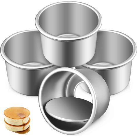 Lot de 4 moules à gâteaux ronds en alliage d'aluminium à fond amovible, petits moules à gâteaux pour la confection de gâteaux (1/4)
