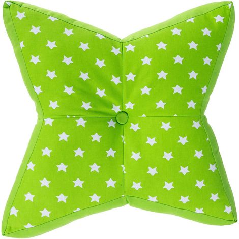 HOMESCAPES Kinder Bodenkissen Stern grün 100% Baumwolle mit Polyester Füllung grün