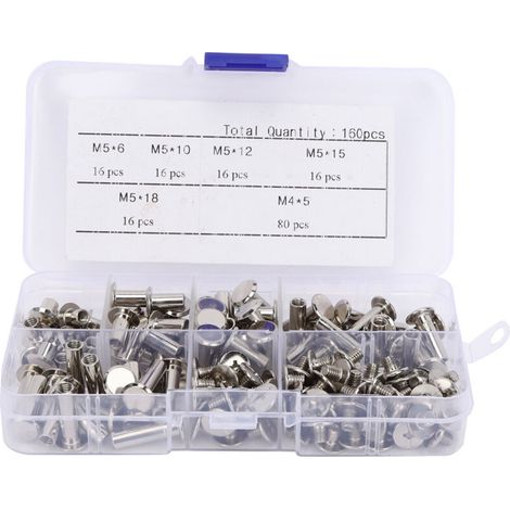 Kit de 160 vis, clous et rivets à tête plate pour la création d'albums et de livres. (1/5)