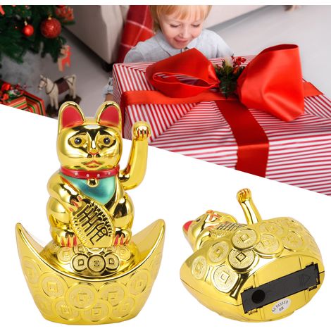 Figura de gato Maneki-Neko dorado con brazo articulado, 14 cm, MLY11002A, decoración dorada para puerta, área de recepción, hotel, cafetería, regalo (1/5)