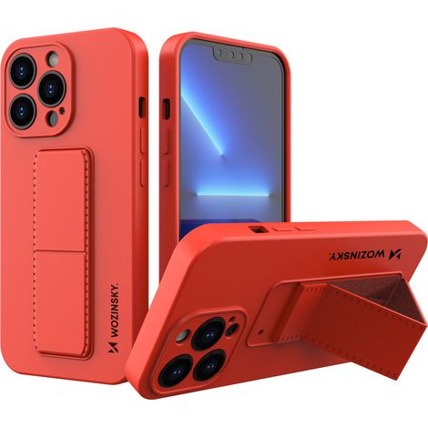 cofi1453® Kickstand Hülle Bumper aufstellbar kompatibel mit iPhone 13 Silikon Hard Case Schale Zubehör Tasche Schutz mit integriertem Magneten Rot