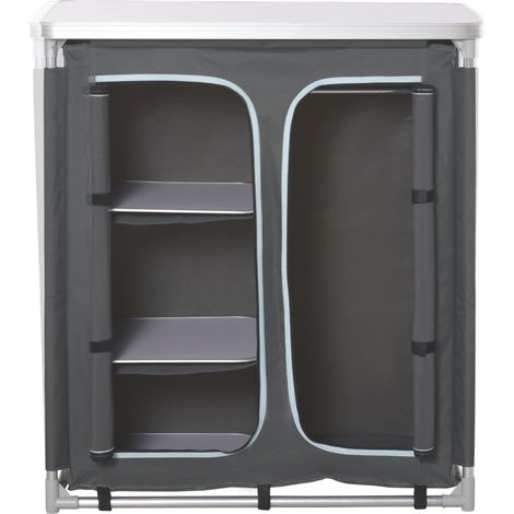 Armoire de camping pliable avec étagères et sac de transport pour une utilisation en extérieur 96 x 49,5 x 104 cm Gris (1/5)