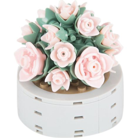 Lot de 12 plantes succulentes en briques de construction, forme mignonne, jouet créatif pour décoration bureau et maison, cadeau, JK2710, rose et vert (1/3)