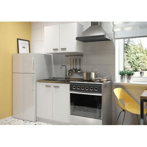 Meuble de cuisine 80x50 - Blanc - Évier 2 bacs - Robinet haut - Pratique et élégant (1/4)