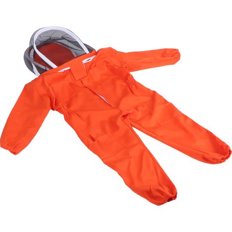 Combinaison d'apiculture une pièce avec voile et capuche pour enfants (Orange L) (1/5)