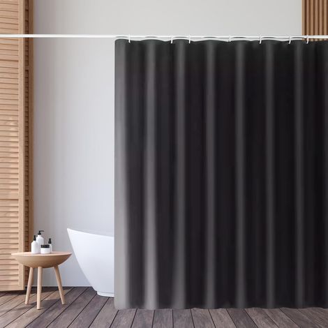 1 - Rideau de Douche - Tissu Polyester - Imperméable et Anti-Moisissure - Lavable en Machine avec Ourlet Lesté - Salle de Bain - Noir - 90x180cm (1/5)