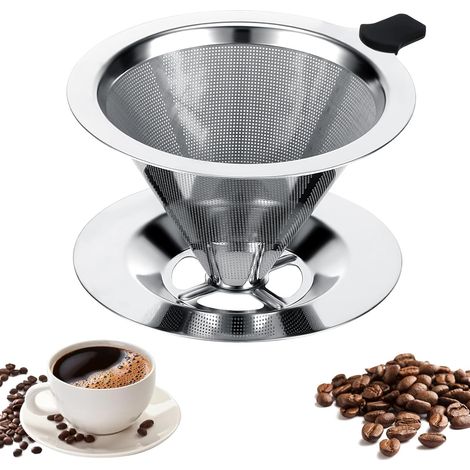 Wiederverwendbarer Kaffeefilter, permanenter Edelstahl-Kaffeefilter, leicht zu reinigen, ideal zum Filtern von selbstgemachtem Kaffee, papierloser Kaffeefilter