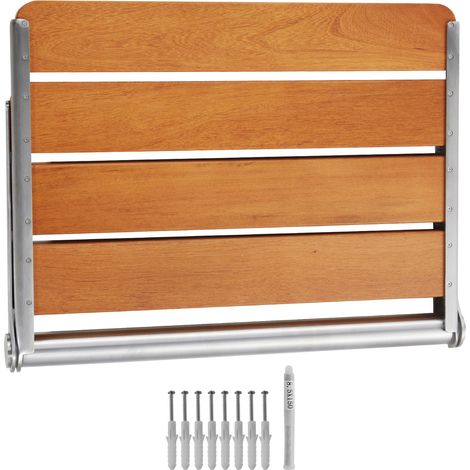 Mophorn Sedile doccia pieghevole in teak, 20,9 x 16'' aperto, panca doccia pieghevole a parete con capacità di carico di 500 libbre, salvaspazio per utenti di assistenza domiciliare (1/5)