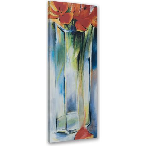 Tableau sur toile Fleurs peintes dans un vase 30x90 (1/5)