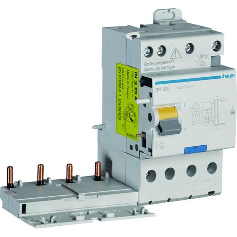 Bloc différentiel double sortie 4P 25A 300mA type F - HAGER BFF825 (1/4)