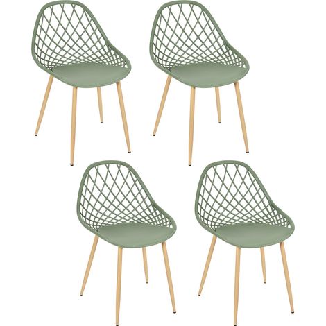The Home Deco Factory – Lot de 4 chaises de jardin légères – Structure en aluminium – Assise en textilène – Charge maximale 120kg – Design moderne vert