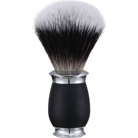 Pinceau de rasage en mousse à poils souples avec manche en aluminium pour un rasage précis et agréable (noir) (1/4)