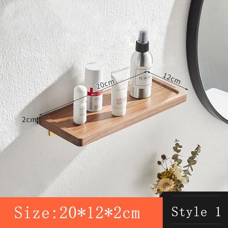 (Style 1) HeMu Étagère flottante minimaliste en noyer massif - Étagère murale en bois pour salle de bain, chambre, salon et entrée (1/5)