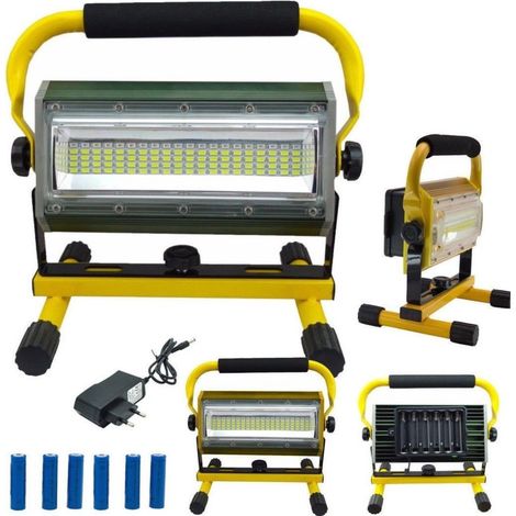 TrAdE Shop Traesio - Faro Faretto Lampada Batterie Ricaricabile Portatile Esterno 100w Led W812 - (1/5)
