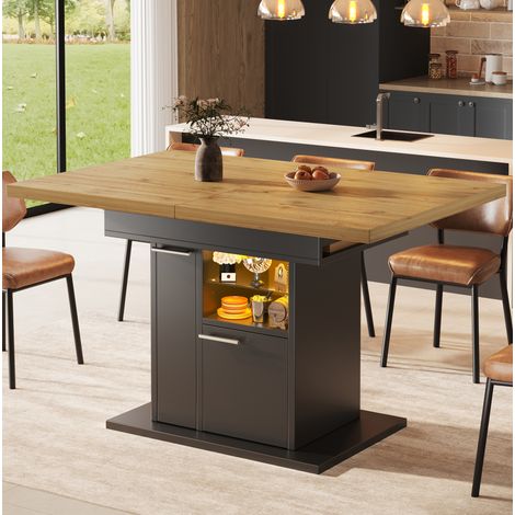 Tavolo allungabile da pranzo con LED e contenitore in MDF nero DESVIAE (1/5)