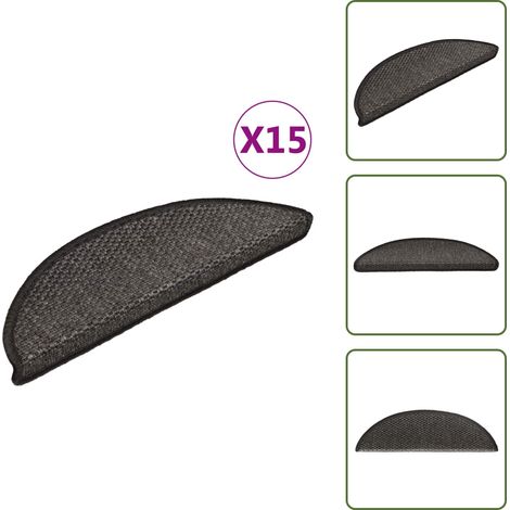 Treppenmatten Selbstklebend Sisal 15 Stk. 56x17x3 cm Anthrazit - Treppenmatten - Sisal Look - Teppiche Für Treppen - Trittsicherheit - Treppenläufer (1/5)