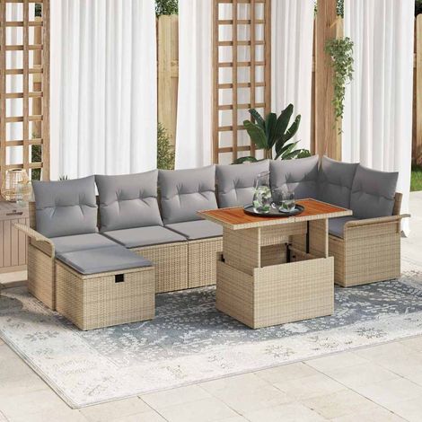 Garten-Sofa-Set 8 pcs Beige Poly-Rattan