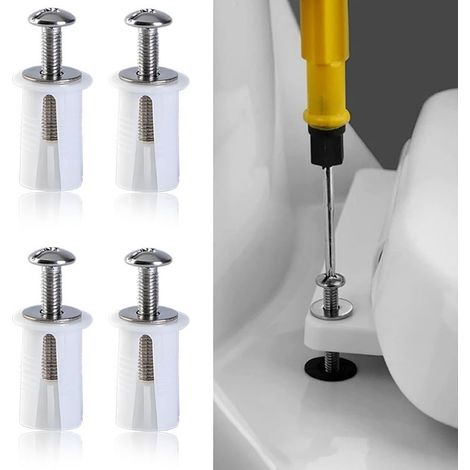 4pcs Vis D'expansion pour Couvercle de Toilette Fixation Abattant WC Vis pour Lunette Toilette Ensemble de Fixation de Siège de Toilette Pièces de Rechange pour Couvercle de Toilette (1/5)