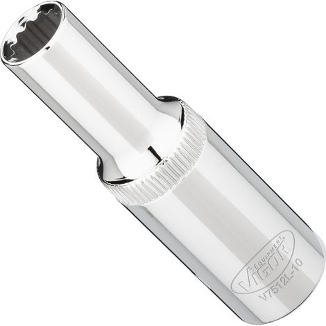 VIGOR Steckschlüsseleinsatz, lang, 1/2 (12,5 mm) Vierkant hohl, Außen Doppelsechskant Profil, SW 10 mm (1/3)