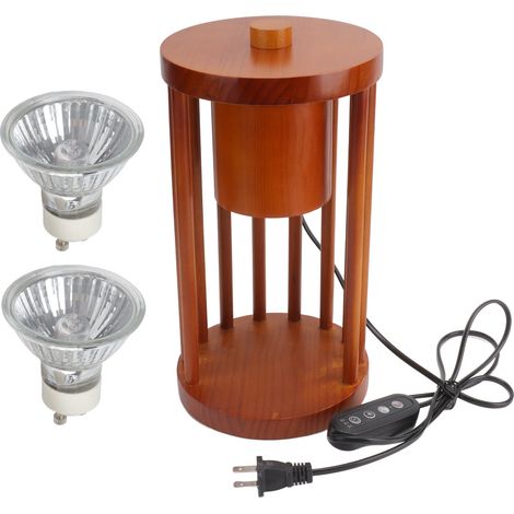 Ortviai Lampe chauffe-cire en bois avec minuterie et gradation, 2 ampoules GU10 incluses, design élégant et sans fumée (1/5)