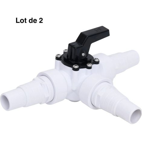 Lot de 2 Tés Raccords 3 Sorties Avec Vannes Pour Tuyau De Piscines Ou Bassin De Jardin 32 - 38 mm (1/5)