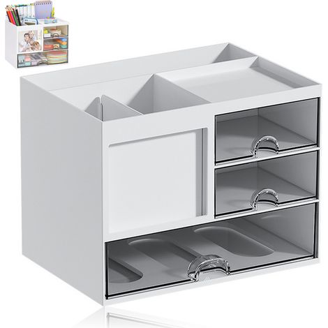 1 Boîte de rangement, tiroirs empilables, plastique ABS transparent, organiseur bureau, école, maison (1/5)