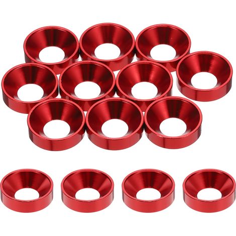 10 Pièces Rondelles à Tête Fraisée, Rondelles de Tasse M8 x 18 mm, Rondelle Fraisée, Rondelle Boulon En Aluminium Pour vis à tête, tige filetée, Accessoires Mécaniques, Rouge (1/5)