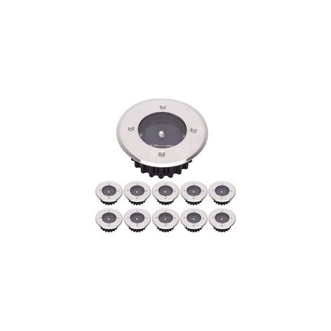 LED Lampe solaire au sol 10 Pack, lumière extérieure, Réverbère Lumières, Ensevelies Lumière, étanche IP65 (Blanc Froid, Rond) [Classe énergétique A+] (1/5)