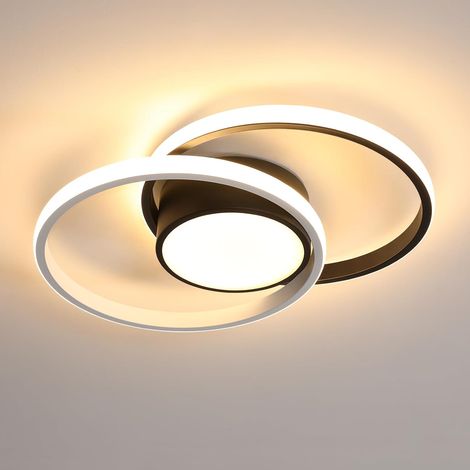COMELY Plafonnier LED, Rond Lampe de Plafond 42W, Moderne Luminaire Plafonnier pour Couloir Coucher Salle de Bains Cuisine Salon, Luce Calda 3000K, Longueur 40cm, Nero [Classe énergétique E] (1/5)