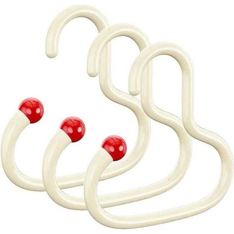 3-teiliger Kappenhalter, Ringaufhänger, Haken zur Aufbewahrung von Kappen, Hüten, Schals, Krawatten (Weiß)