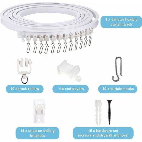 Rail De Rideau Plafond Pliable - Rail Courbé Flexible Pour Fenêtre - Support Pour Rideaux De Lit Et Séparateurs De Pièce - 1 Unité (1/5)