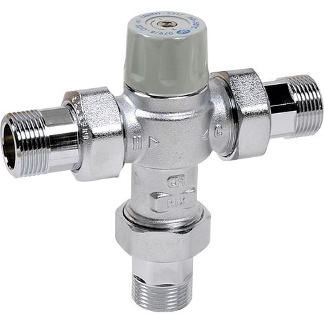 Thermador – Mitigeur thermostatique NF montage en T – Raccordement Ø 3/4" M – Finition chromée – Protection anti-brûlure – Plage de réglage 30-50°C (1/5)