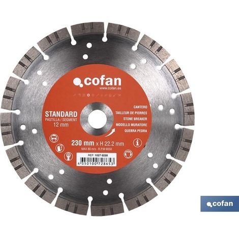 Disco Diamante Cantero Standard H-12mm, 230mm (1/2)