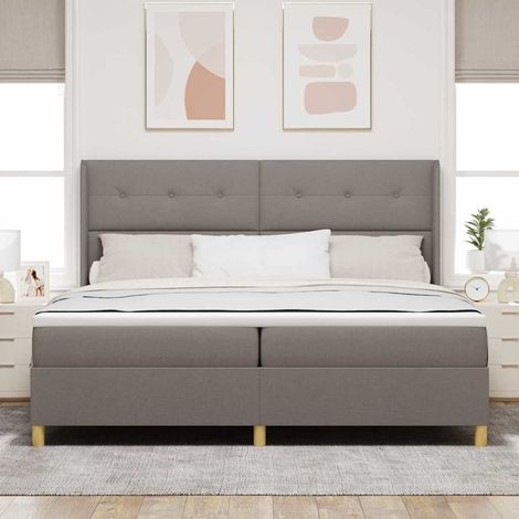 Teenpull – Boxspringbett mit Kopfteil Taupe 200 x 200 cm Stoff (1/5)