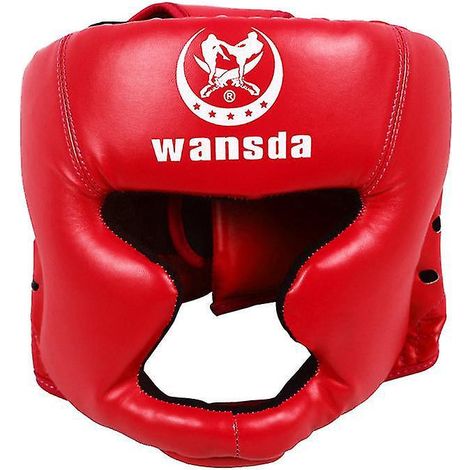 Casque de protection rouge pour l'entraînement, le kickboxing et le sparring. (1/5)