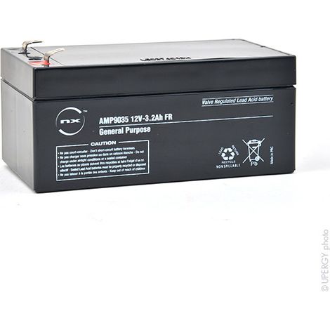 NX – Batterie plomb AGM 12V 3.2Ah – Technologie étanche – Compatible avec Huanyu HYS12450, APC BE325-FR, YUASA NP3.2-12