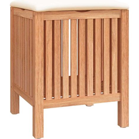 Taburete de baño madera maciza de nogal 40,5x40x52 cm vidaXL (1/5)