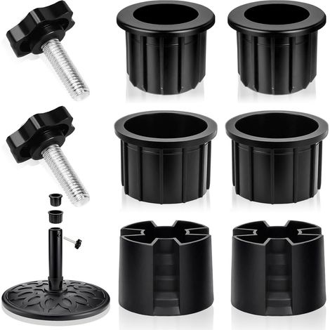 8-teiliges Set schwarzer Sonnenschirmständer-Ersatzteile – Ringkappe – Endkappe – Stabilisierungshülse mit M8-Gewinde – geeignet für Terrasse und Garten (1/5)