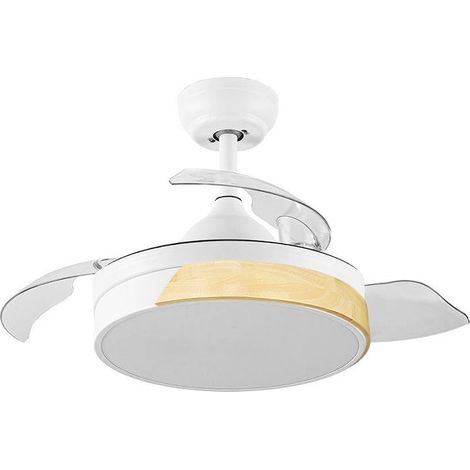 IluminaShop - Ventilador de Techo LED Messe Madera 72W Blanco DC Ultra Silencioso con Mando a Distancia y Palas Retractiles Verano / Invierno  3000+4000+6000 (1/5)