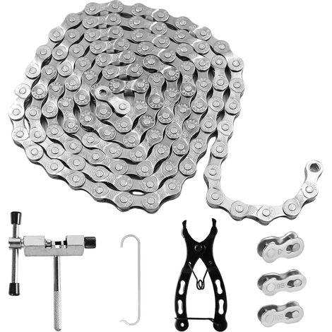 Chaine Velo 6/7/8/ Vitesses 1/2 x 3/32 Pouces 116 Maillons Acier Spécial Argent Pour Vélos de Route Sportbike Durable et Compatible Avec Différents Types de Bicyclette (1/5)